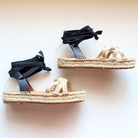 Madewell The Gwen Flat Platform Espadrille Ankle Tie Lace Up Jute Sandals 7.5 - Picture 14 of 16